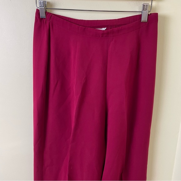 Talbots Raspberry 100% Silk Set! Silk Button Up Top & Pant Set Size 6 - Picture 11 of 16
